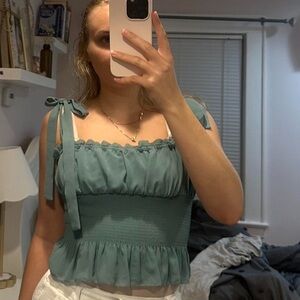 Wilfred Teal Ruffle Sleeveless Blouse